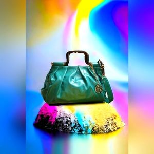 EUC RARE Bally Patent leather Tortoise Handle Tote